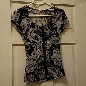 Black/White Paisley Blouse-Small, Susan Lawrence